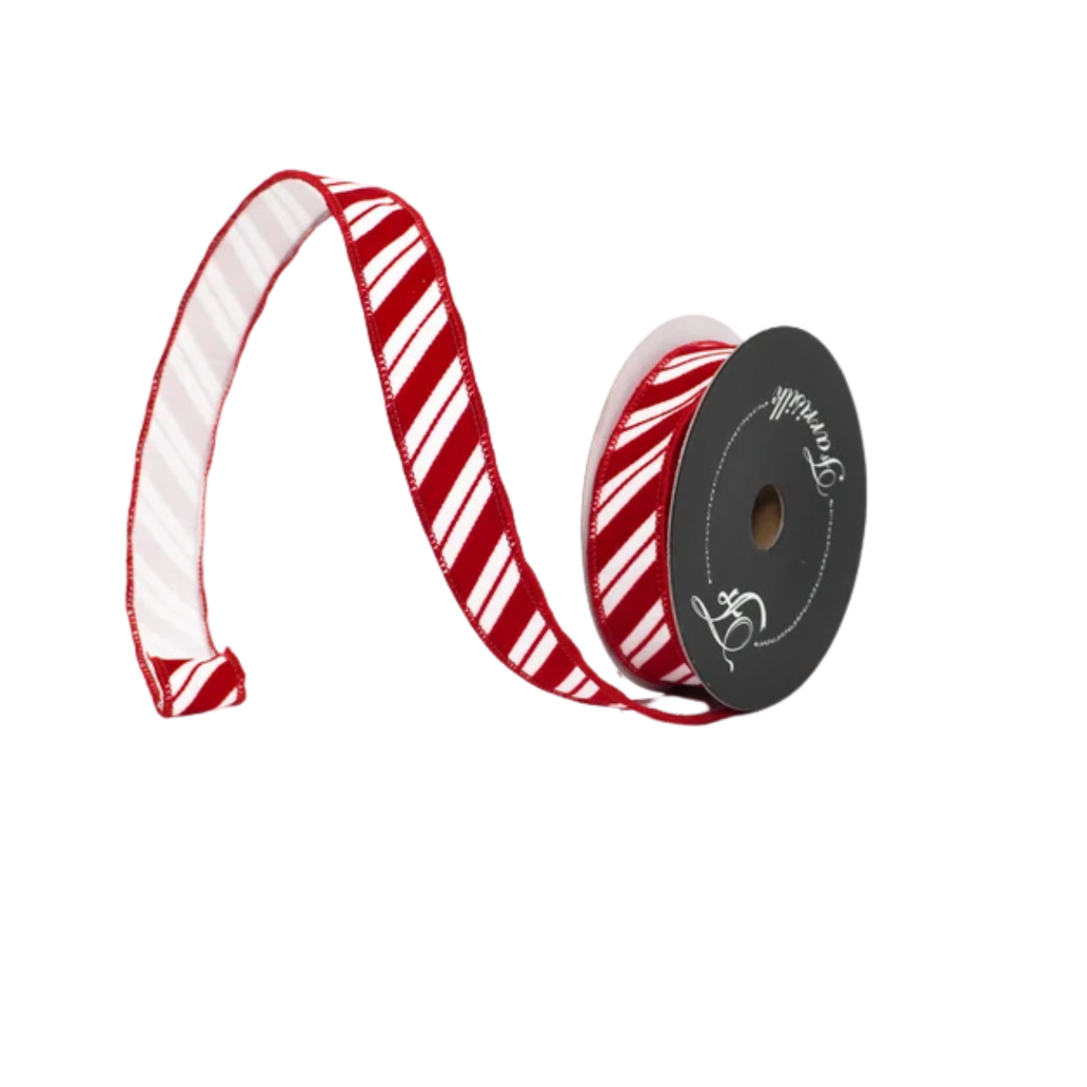 Farrisilk 1" Red White Candy Cane Stripe Wired Ribbon-RS316-02 TCT Crafts Designs & Decor