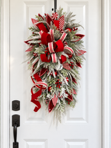Red White Peppermint Christmas Swag | Candy Cane Front Door Decor | 40"Lx24"W-2204 TCT Crafts Designs & Decor