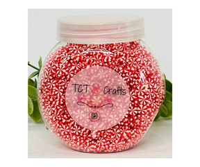 150g 5mm Red/White Peppermint Polymer Clay Sprinkle Mix - Perfect for Fake Bakes, Clay Art, Slime - Festive, Joyful, and Playful TCTCrafts