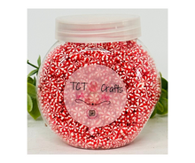 Load image into Gallery viewer, 150g 5mm Red/White Peppermint Polymer Clay Sprinkle Mix - Perfect for Fake Bakes, Clay Art, Slime - Festive, Joyful, and Playful