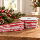 Red White Silver Glitter Streak Ribbon | Wired Glitter Christmas Ribbon | 1.5" x 10yd-RGA191724 Craig Bachman