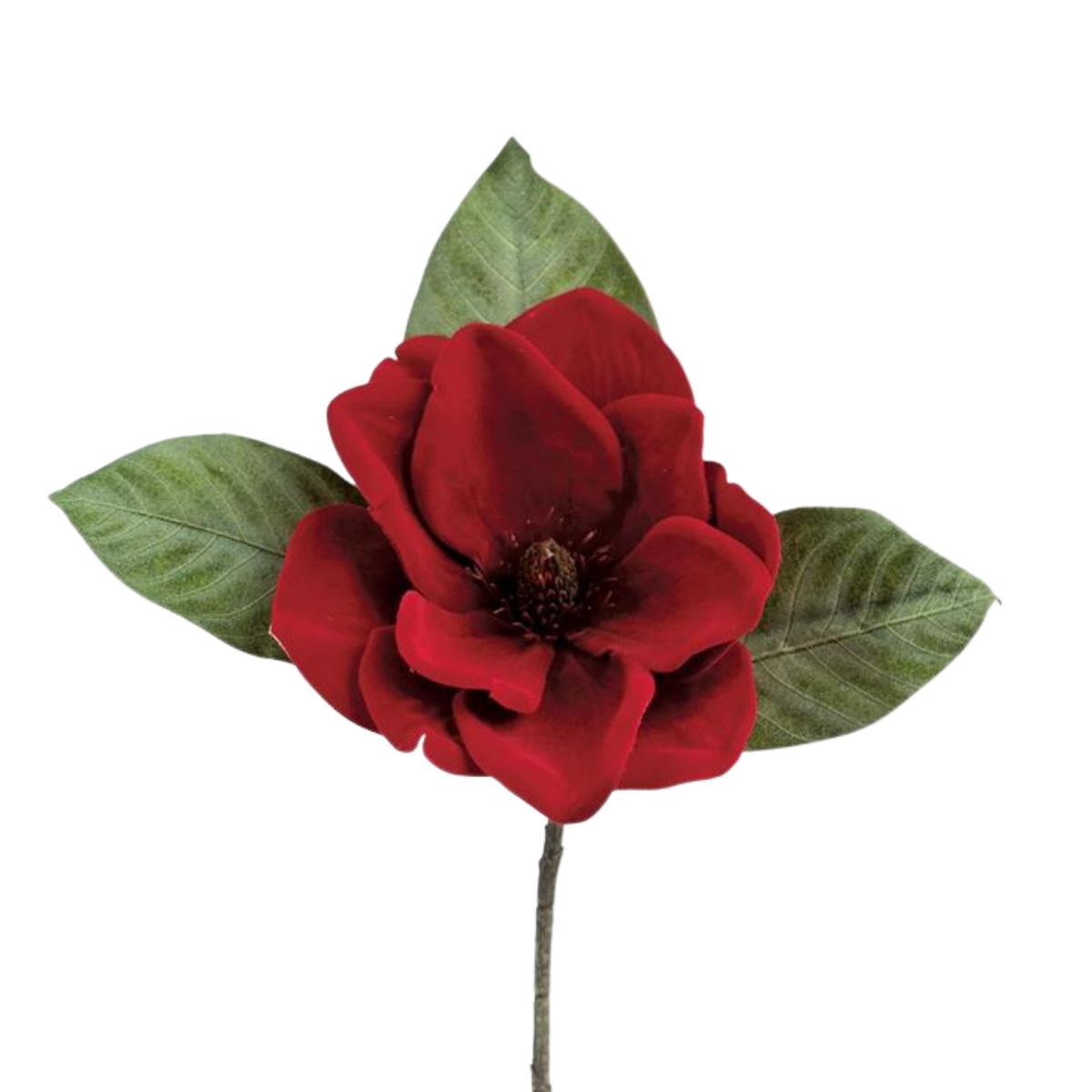 Red Velvet Magnolia Pick | Christmas Floral Stem with Leaves | 15" Pick-6131-R Select Artificials