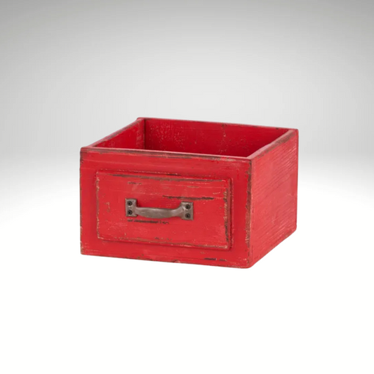 Red Wooden Drawer Box – 7.5"x4.75" Rustic Farmhouse Container Craig Bachman