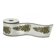 Regency Ivory Tree Embroidered Canvas Ribbon | Wired Christmas Ribbon | 4" x 5yd-MTX74894 Regency International