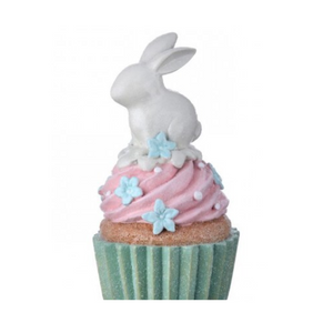 5.5" Resin Bunny Cupcake Figurine | Pastel Faux Dessert Easter Decoration-MT26063