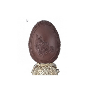 9.5" Resin Chocolate Easter Egg on Pedestal | Elegant Spring Decoration-MT26200