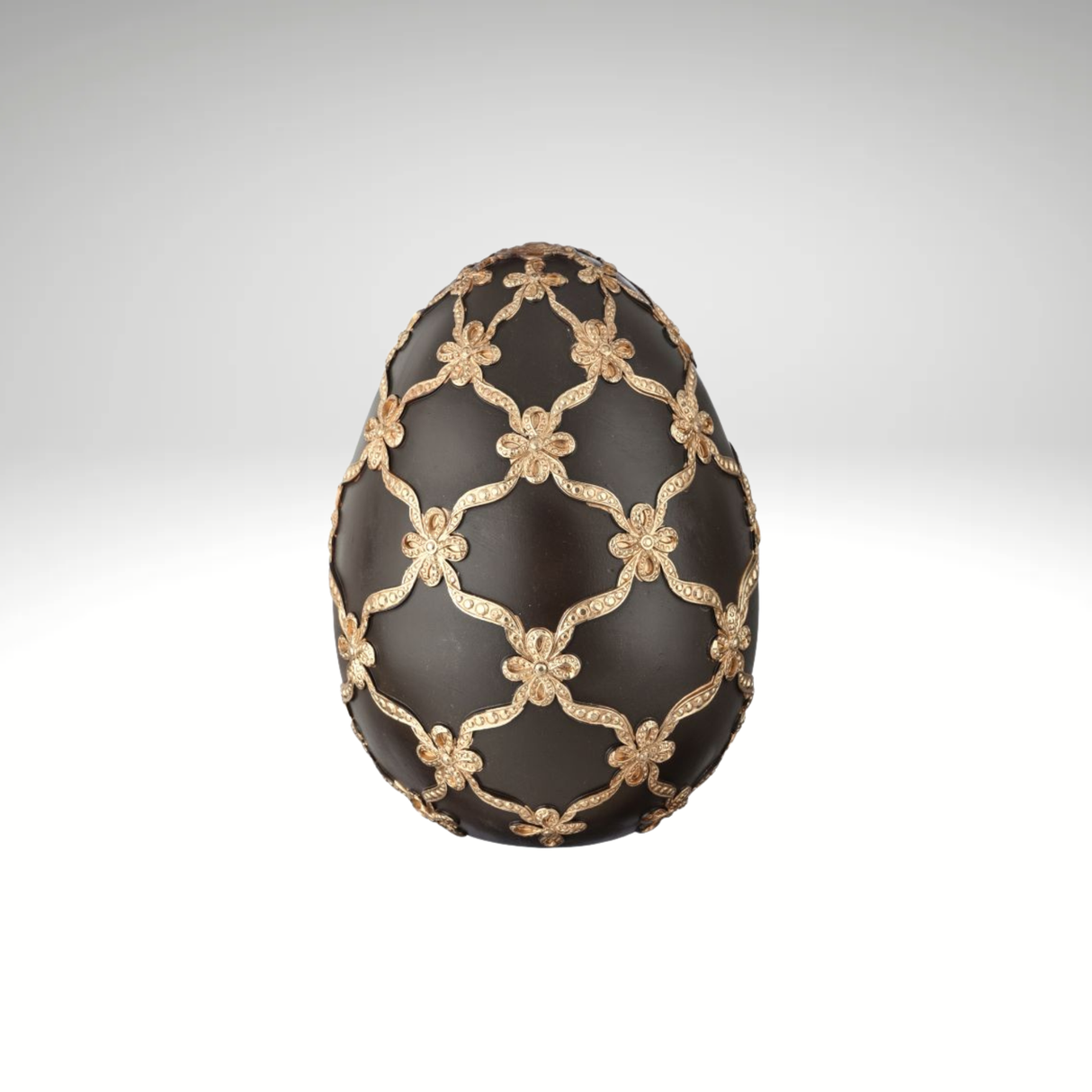 Chocolate Brown & Gold Gilded Lattice Decorative Egg Spring Decor-MT26232-CHCM