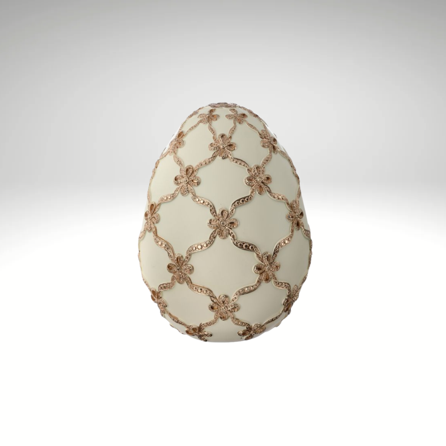 Ivory & Gold Gilded Lattice Decorative Egg Spring Decor-MT26232-IVCH