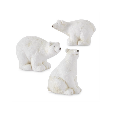 Snowy Glittered Polar Bears | Set of 3 Winter Christmas Figurines | 5.75" to 7.5"-55162A K & K Interiors