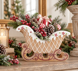 Frosted Gingerbread Sleigh | Resin Christmas Candy Tabletop Decor | 14"-55457B K & K Interiors