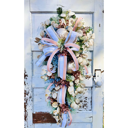 Elegant Pink/Rose Gold Winter Swag | 36"x16" Luxurious Holiday Door Decor | Frosted Christmas Swag TCT Crafts