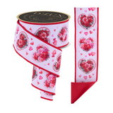 2.5"x10yd Rose Heart Valentine Ribbon | Wired Red & Pink Floral Hearts for Bows & Wreaths-LX1128ASY Craig Bachman