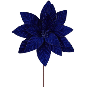20.5" Royal Blue Embossed Velvet Poinsettia Stem-XS426525 Craig Bachman