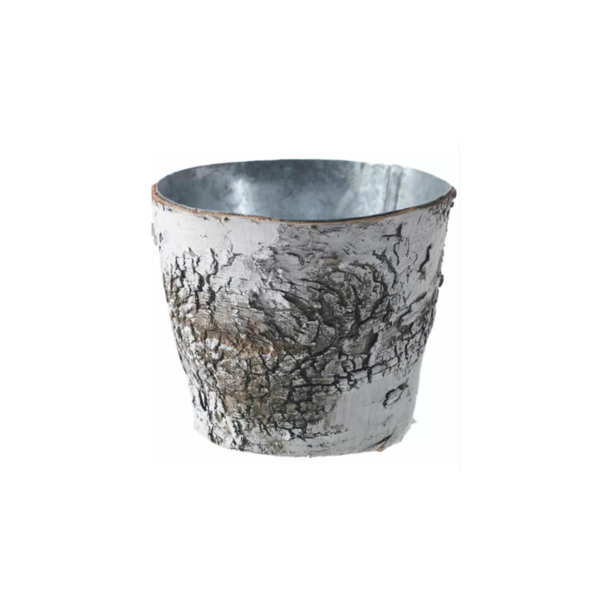 Rustic Birch Bark Planter | 5" Metal Pot with Zinc for Floral Arrangements or Holiday Centerpieces-61762-00 Pioneer Imports