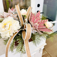 Rustic Glam Gingerbread Christmas Arrangement with Snowy Peonies & Burlap Ribbon TCT Crafts