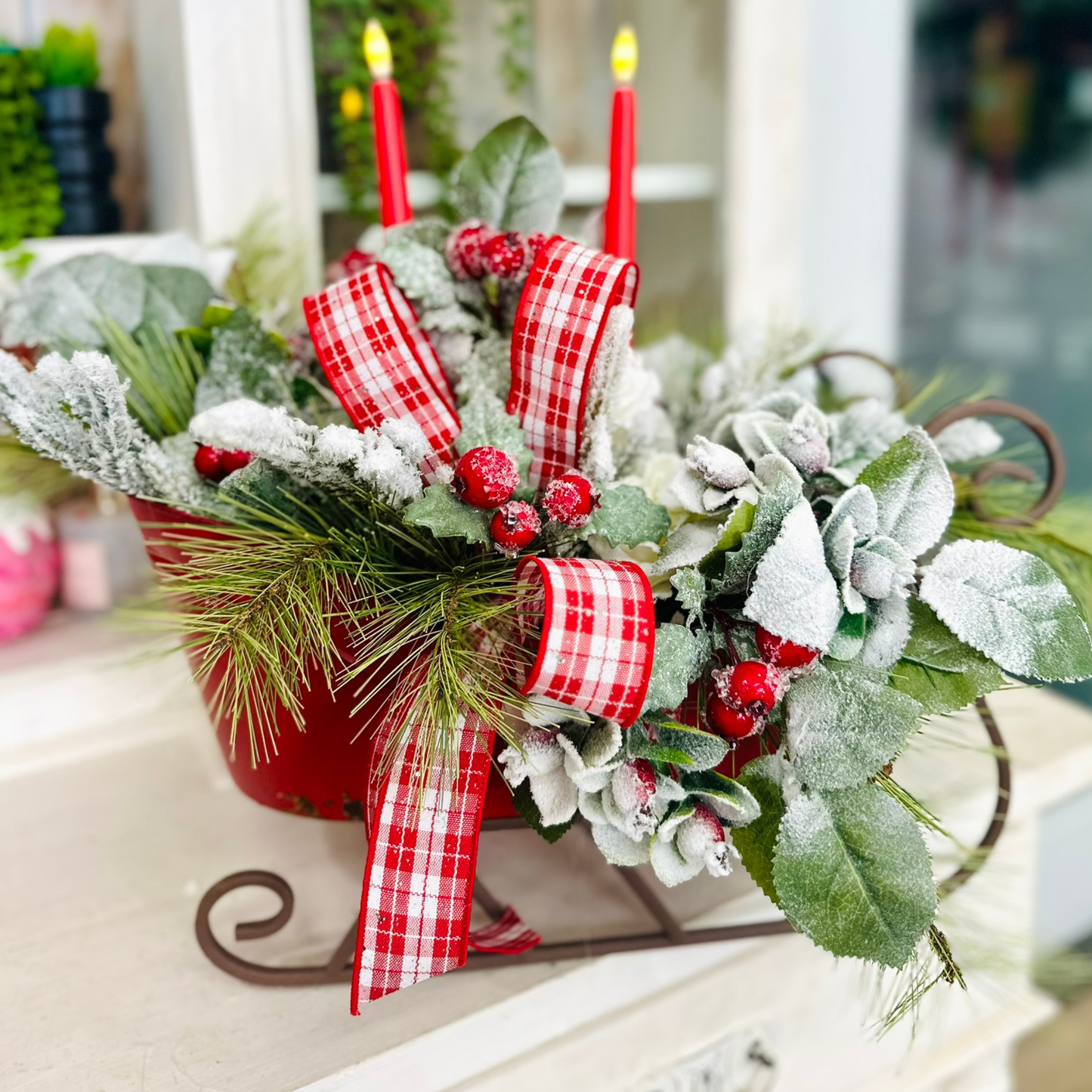 Rustic Christmas Sleigh Centerpiece with Candles – Holiday Farmhouse Decor TCT Crafts