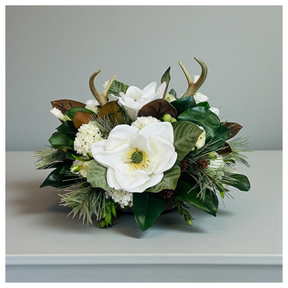 Rustic Magnolia & Antler Dough Bowl Centerpiece for Everyday and Winter Decor TCT Crafts
