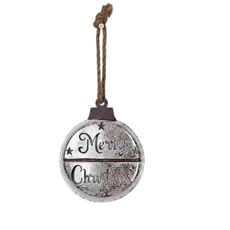 White Distressed Metal Merry Christmas Ornament-M32552 Impressive Enterprises, Inc.