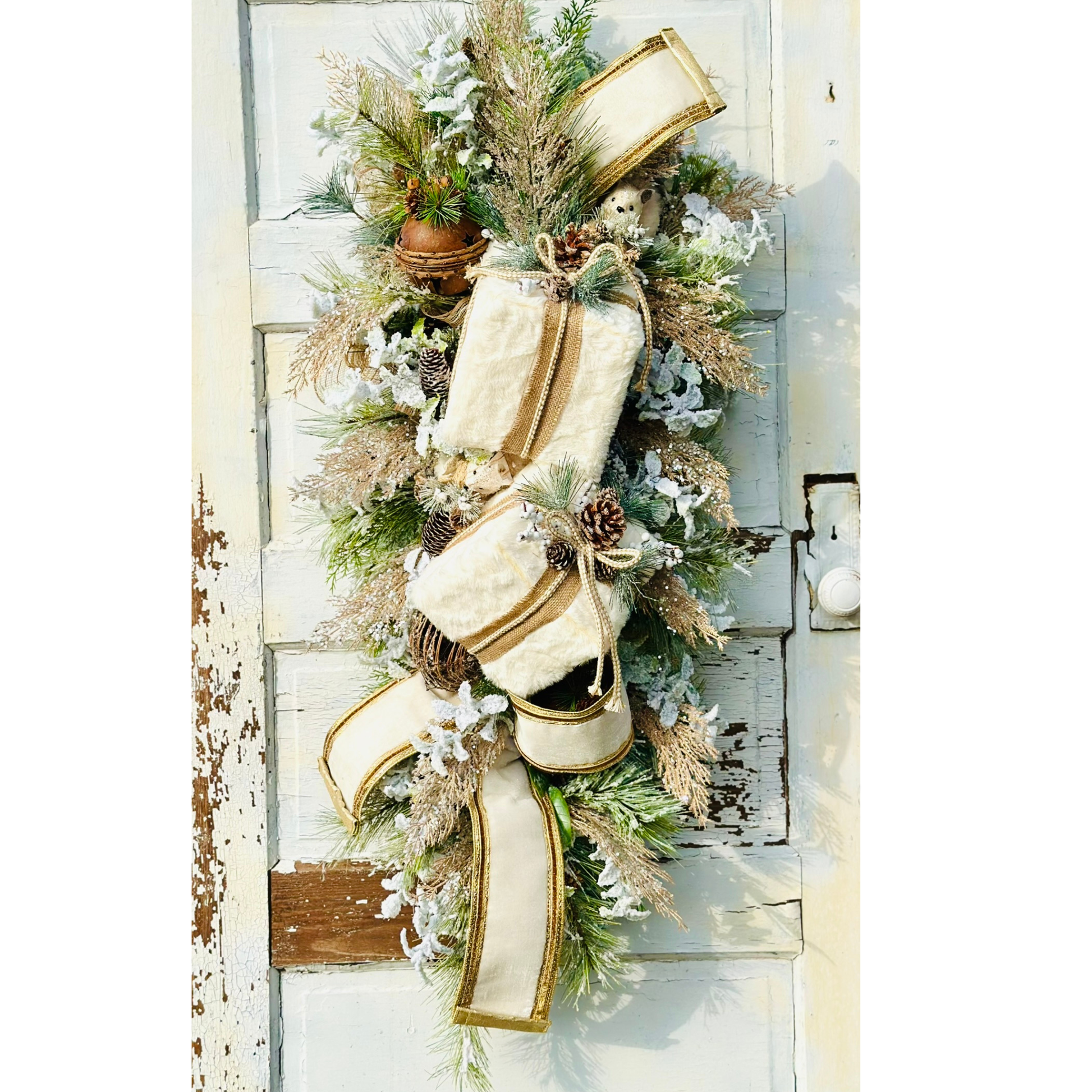 Rustic Woodlands Winter Swag | Faux Fur Gift Box Christmas Door Decor TCT Crafts