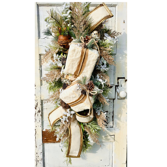 Rustic Woodlands Winter Swag | Faux Fur Gift Box Christmas Door Decor TCT Crafts