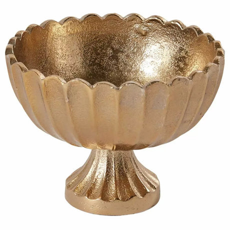 Gold Scalloped Metal Compote Bowl for Floral Arrangements and Weddings-73350-00 Pioneer Imports