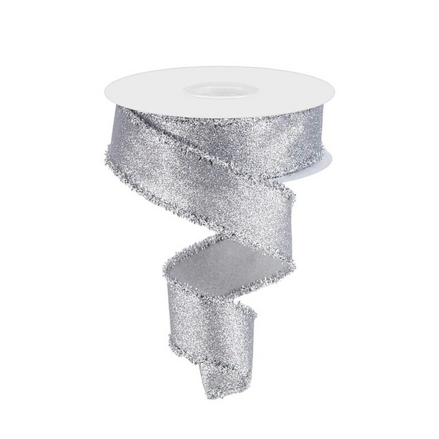 Silver Shimmer Tinsel Ribbon | Wired Glitter Christmas Ribbon | 1.5" x 10yd-RGA830826 Craig Bachman