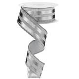 Silver Metallic Stripe Ribbon | Wired Metallic Christmas Ribbon | 1.5" x 10yd-RGE144626 Craig Bachman