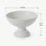 White Metal Compote Bowl — 8 Inch Matte White Pedestal Floral Container-72809-01 Pioneer Imports