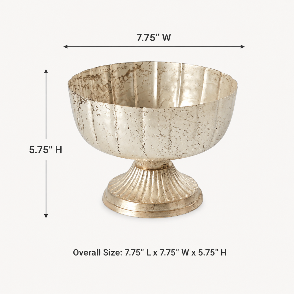 7.75" Champagne Metal Compote Bowl – Pedestal Floral Vase for Wedding Centerpieces & Home Decor-72010-61 Pioneer Imports