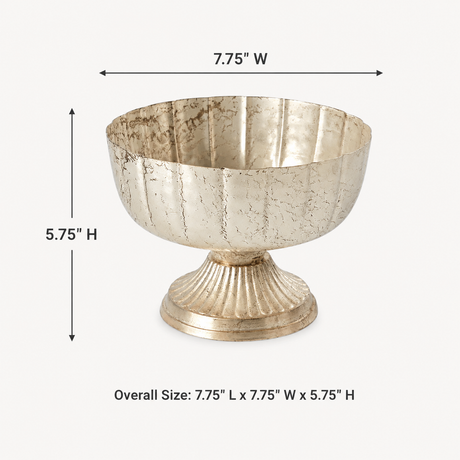 7.75" Champagne Metal Compote Bowl – Pedestal Floral Vase for Wedding Centerpieces & Home Decor-72010-61 Pioneer Imports
