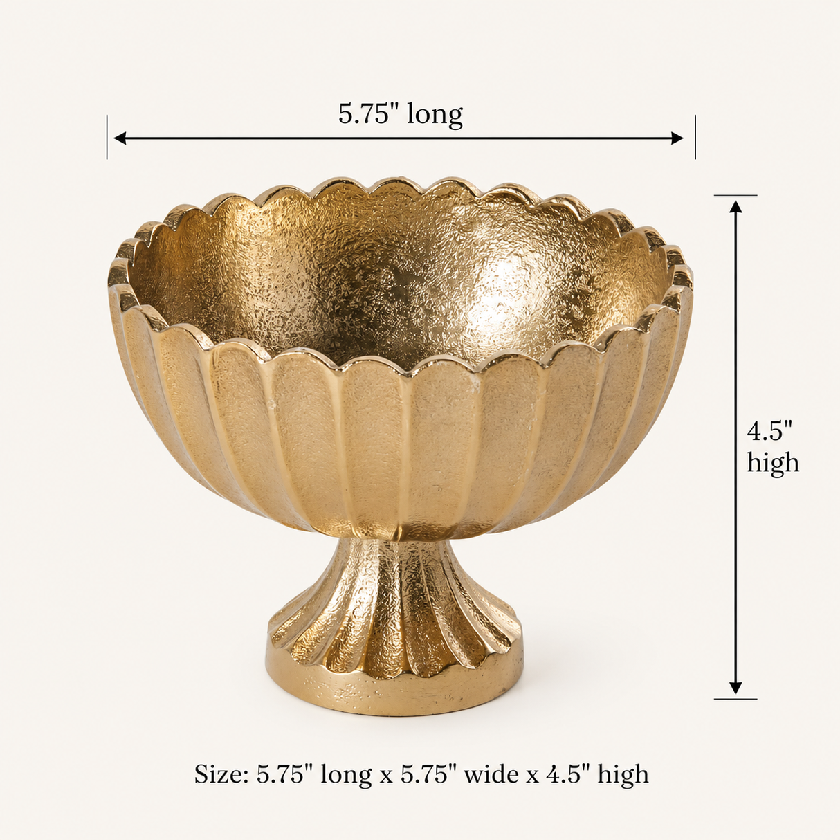 Gold Scalloped Metal Compote Bowl for Floral Arrangements and Weddings-73350-00 Pioneer Imports