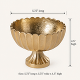 Gold Scalloped Metal Compote Bowl for Floral Arrangements and Weddings-73350-00 Pioneer Imports