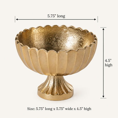 Gold Scalloped Metal Compote Bowl for Floral Arrangements and Weddings-73350-00 Pioneer Imports