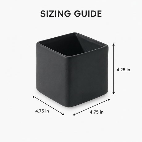 4.75" Square Matte Black Ceramic Vase – Modern Floral Container for Centerpieces & Minimalist Home Decor-92170-56 Pioneer Imports