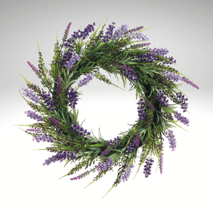 17" Artificial Purple Lavender Wreath | Spring & Summer Front Door Decor