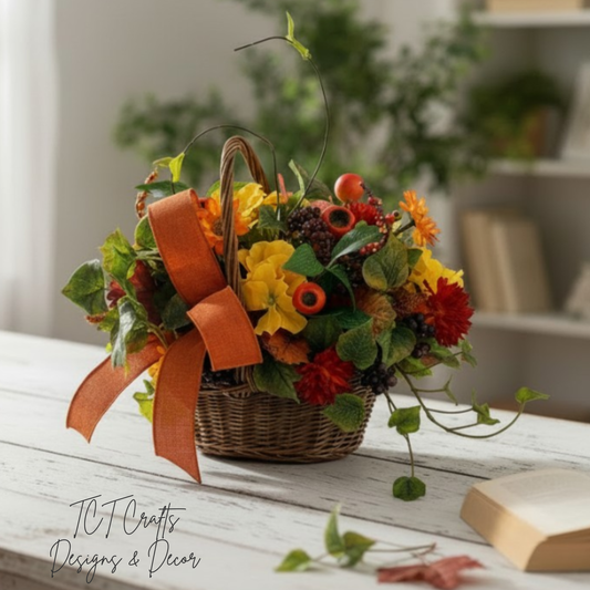 Small Fall Basket Arrangement for Autumn Table and Entry Decor TCT Crafts