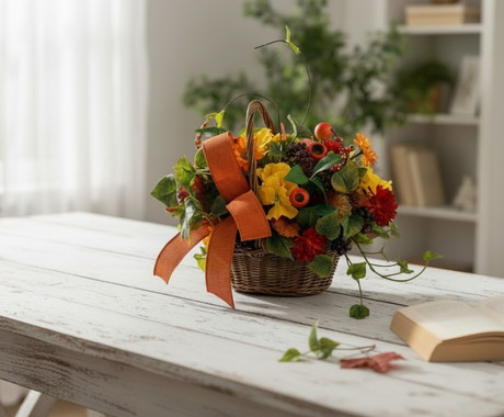 Small Fall Basket Arrangement for Autumn Table and Entry Decor TCT Crafts