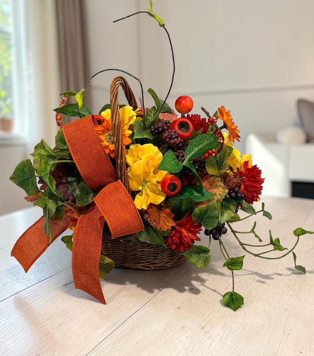 Small Fall Basket Arrangement for Autumn Table and Entry Decor TCT Crafts