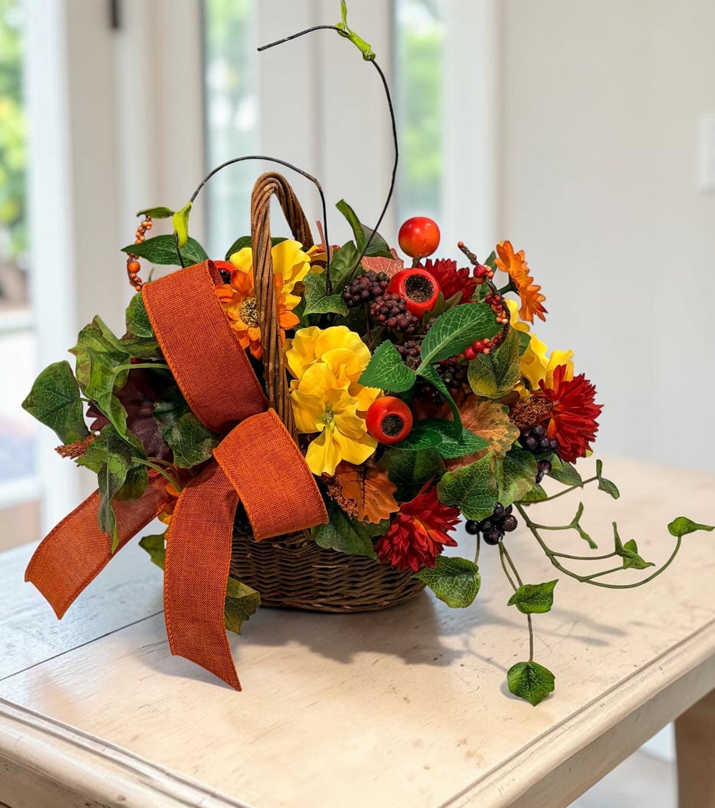 Small Fall Basket Arrangement for Autumn Table and Entry Decor TCT Crafts