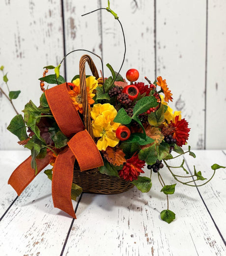 Small Fall Basket Arrangement for Autumn Table and Entry Decor TCT Crafts