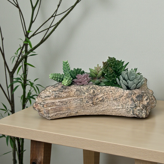 Faux Succulent Driftwood Planter | Rustic Cement Centerpiece Decor TCT Crafts