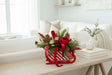 Red Christmas Sleigh Floral Arrangement | Holiday Peony Centerpiece TCT Crafts