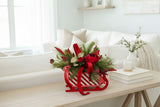 Red Christmas Sleigh Floral Arrangement | Holiday Peony Centerpiece TCT Crafts