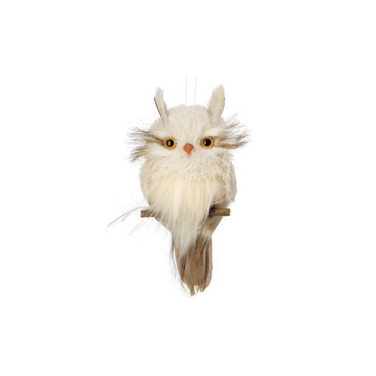 7" Snow Owl Ornament – Flat Back Woodland Christmas Decoration-MTX71197 Regency