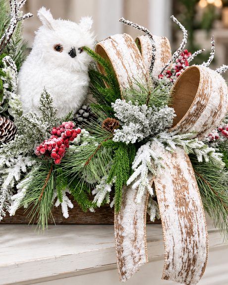 Woodlands Snowy Owl Winter Christmas Centerpiece - 2189 TCT Crafts Designs & Decor