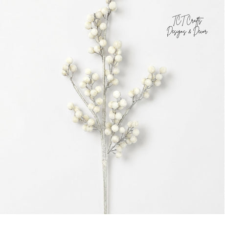 Artificial White Berry Spray — 31 Inch Frosted Christmas Wreath Supply for Wreaths, Swags, and Holiday Arrangements-85861WT Liberty Floral
