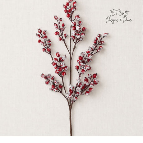 31" Snow Red Berry Spray - Festive Winter Decoration for Home and Crafts-83571 Liberty Floral