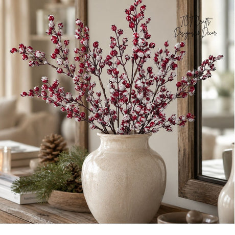31" Snow Red Berry Spray - Festive Winter Decoration for Home and Crafts-83571 Liberty Floral