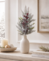 Snowed Cypress Berry Spray | Frosted Winter Pinecone Pick | 26" Spray-32293 Golden Bell