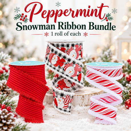 Peppermint Snowman Christmas Ribbon Bundle -CRB101 TCT Crafts Designs & Decor